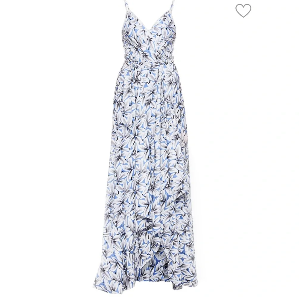 Jonathan Simkhai | Ava Floral Wrap Linen Blend Gown in Pacific Print Size 2 - Picture 12 of 12